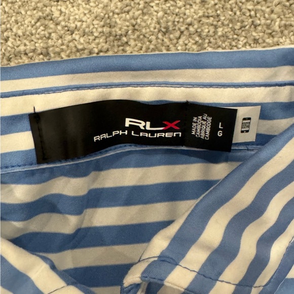 RLX Ralph Lauren Golf Polo Medina Country Club Blue White Stripes Size Large - Picture 4 of 7